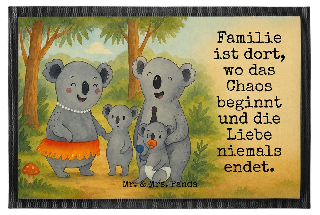 Mr. & Mrs. Panda fußmatte Koala Familie Design 50 x 75 cm - Weiß - Geschenk, Fußabtreter, Türmatte, Schmutzfänger, Schmutzmatte, Koalas, Kinde...