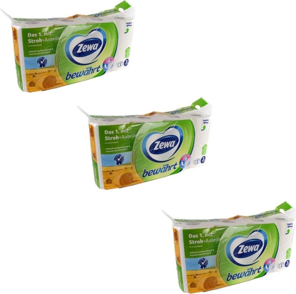 Toilettenpapier Zewa 3lag. 24, 40 oder 56 Papierrollen mit Strohanteil