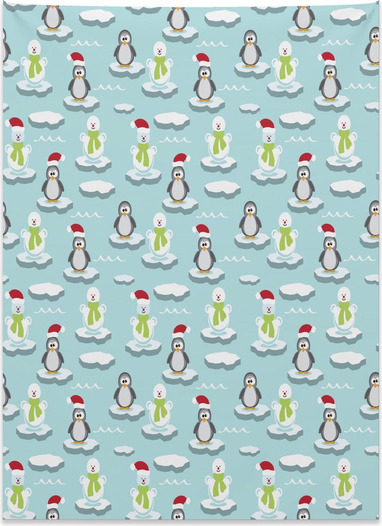 Abakuhaus Lustig Wandteppich, Pinguin-Schneemann-Eisscholle aus Weiches Mikrofaser Stoff Kein Verblassen Klare Farben Waschbar, 110 x 150 cm, Mehrf...