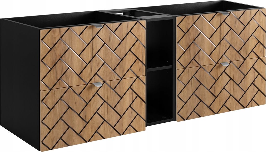 RODAN | Waschbeckunterschrank 140 cm - Braun Matt - Badezimmerschränke - Badmöbel - Waschbecken Unterschränke - Ohne Platte - Bücherregal