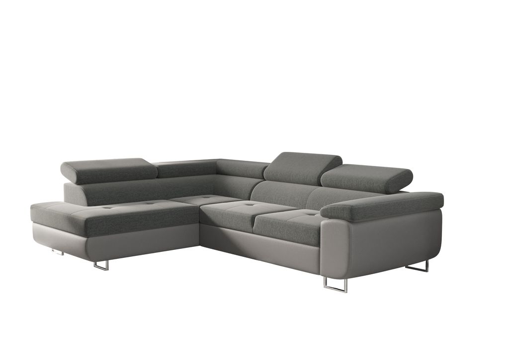 Kaiser Möbel Ecksofa mit schlaffunktion und bettkasten Eckcouch RUDEN Grau Links