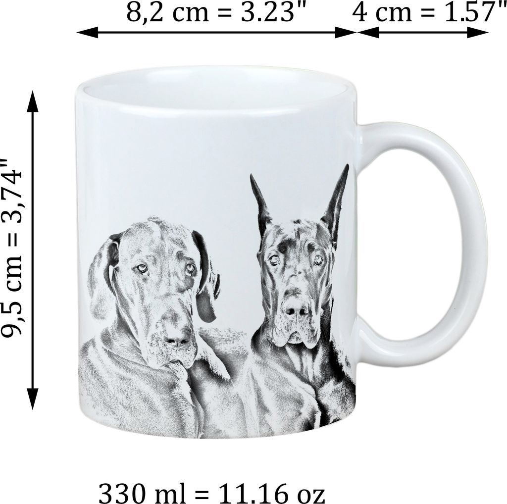 Deutsche Dogge, Ulmer Dogge, Große Dogge - Tasse mit Hund, Tasse mit Bild, personalisiertes Geschenk der Marke Art-Dog