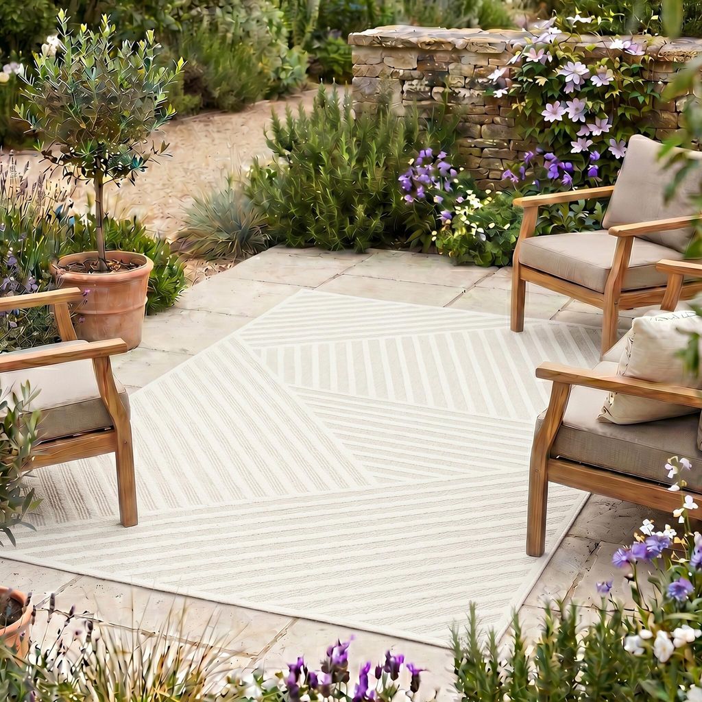 Volero - Teppich Modern - Nori Lines Weiß - 140x200 cm - Wohnzimmer, Esszimmer, Schlafzimmer - Boho, Industrielle, Ländlich, Modern, Skandinavisc...