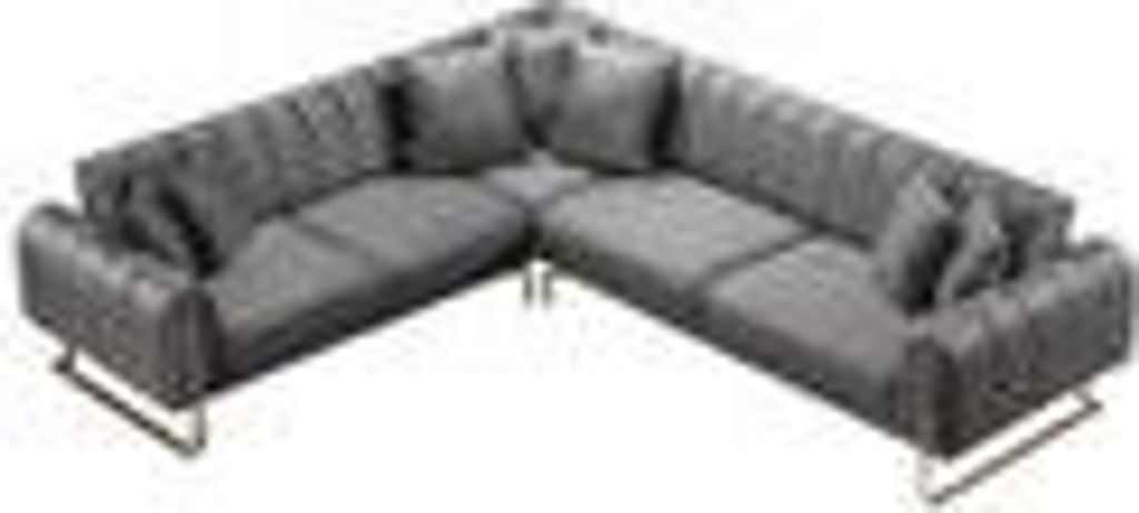Wave Ecksofa Farbe:Grau, Füße:Metall-Gold, Langer Schenkel:GLang, inkl. Kissen