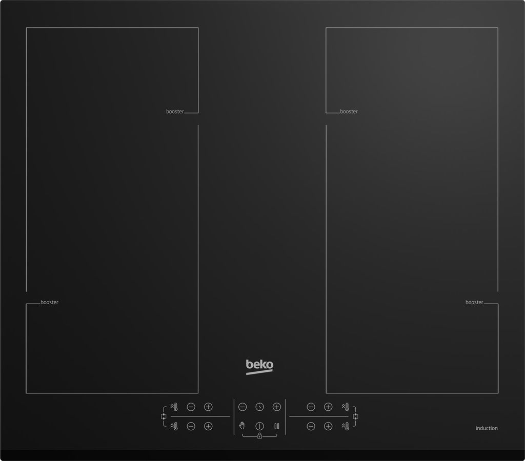 A top-down view of a black induction cooktop.