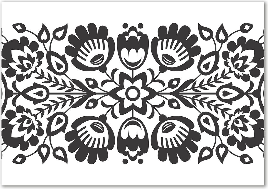 Tulup Leinwandbild - 100x70 cm - Wandkunst - Drucke auf Leinwand - Leinwanddruck - Kunst: modern & klassisch - Grau - Blumenmuster