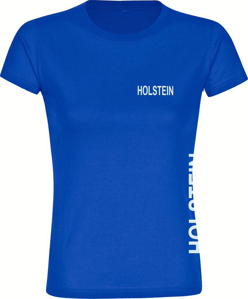 multifanshop Damen T-Shirt - Holstein - Brust & Seite, blau, Größe L