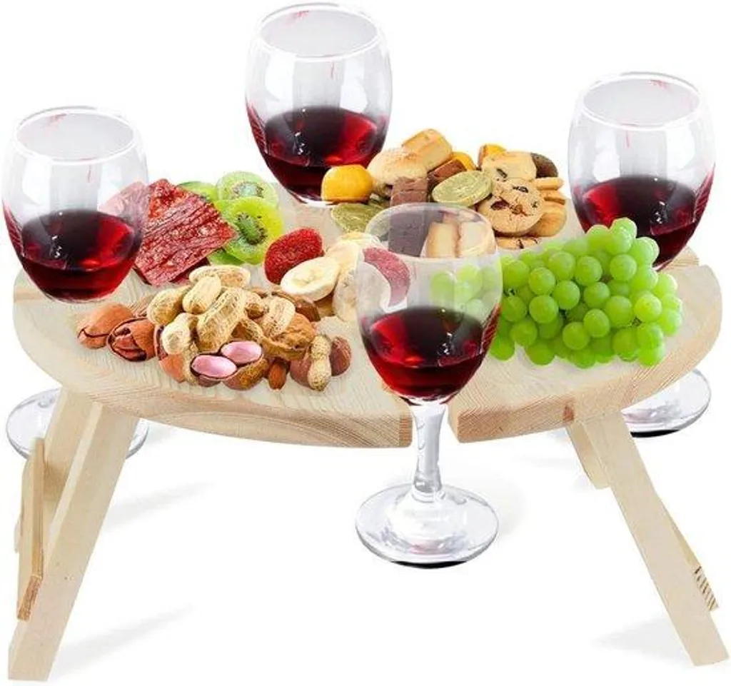 Support apéro pique-nique pliable pour vin et fromage - Idéal voyage