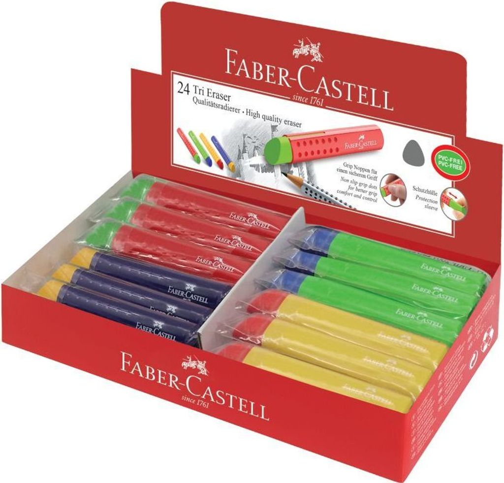 FABER-CASTELL Kunststoff-Radierer TRI farbig sortiert