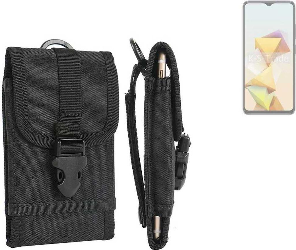 K-S-Trade Holster Handy Hülle kompatibel mit ZTE Blade A73 5G Holster Handytasche Gürtel Tasche Schutz Hülle Robust Outdoor schwarz