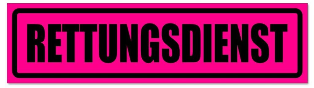 Kiwistar - Autoaufkleber - Pink - Schwarz - 30 x 8 cm - Rettungsdienst invertiert - Hinweis Aufkleber Sticker für Auto, Kfz, Fahrrad, PKW, LKW