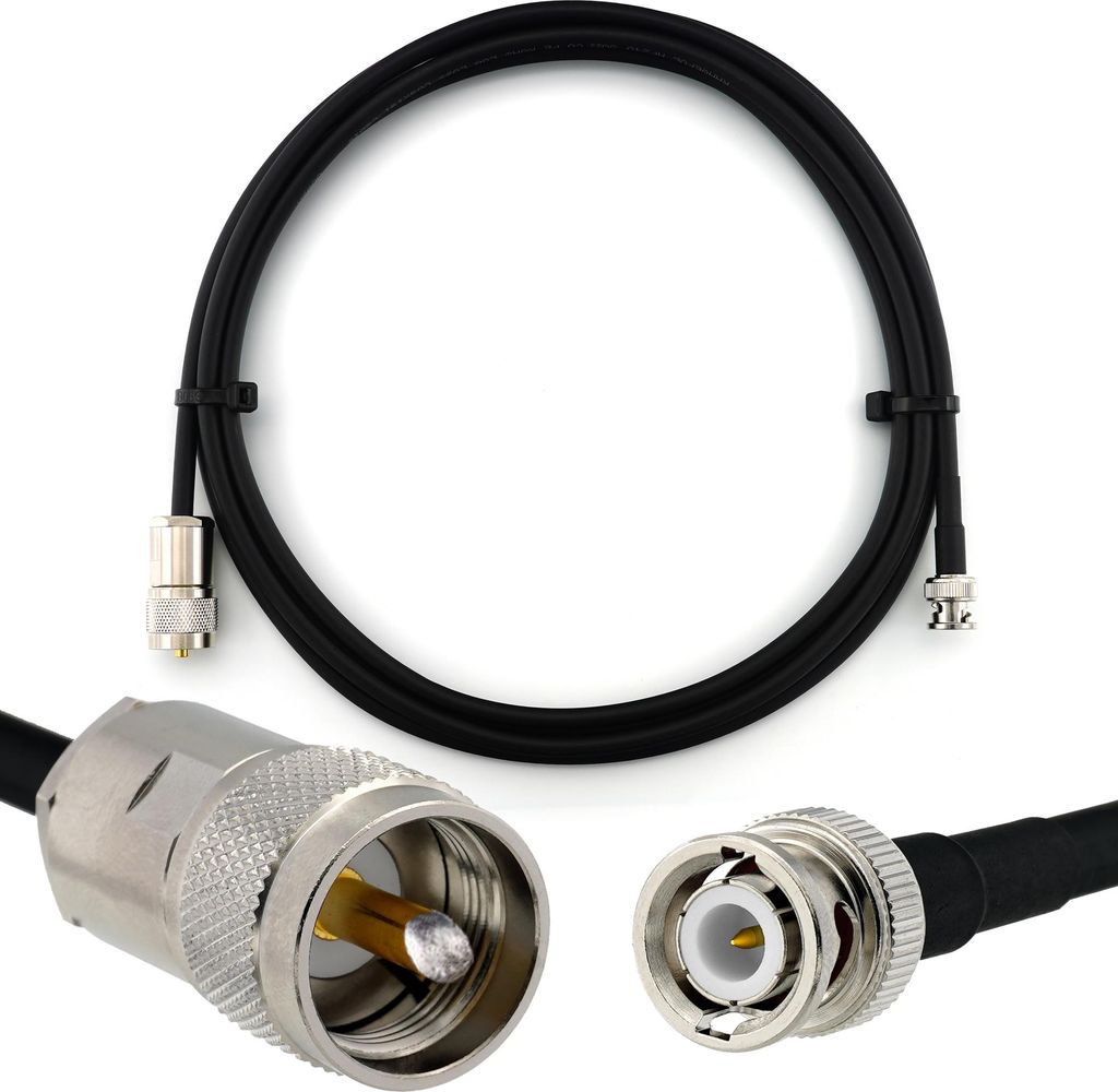2m BNC Stecker auf PL259 UHF Koaxialkabel — BNC PL Verlängerungskabel HF-240 (LMR 240 Äquivalent) 2 Meter Jumper Kabel (50 Ohm) — Schwarz Ant...
