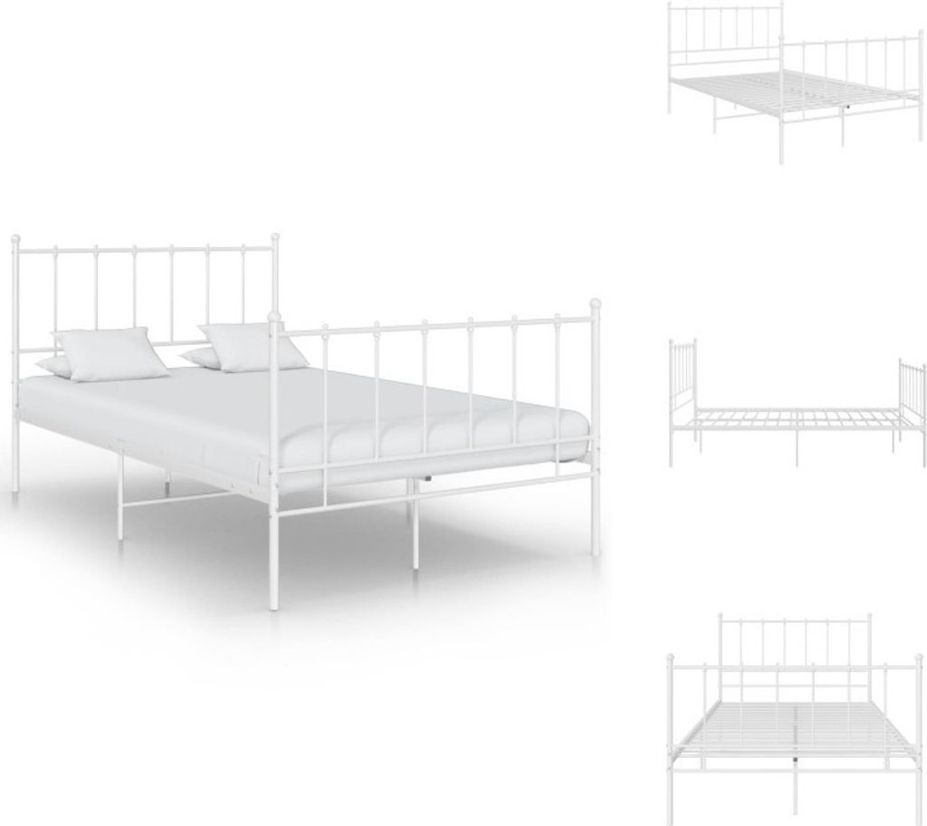 vidaXL Bett Weiß Metall 120x200 cm - Betten & Bettgestelle