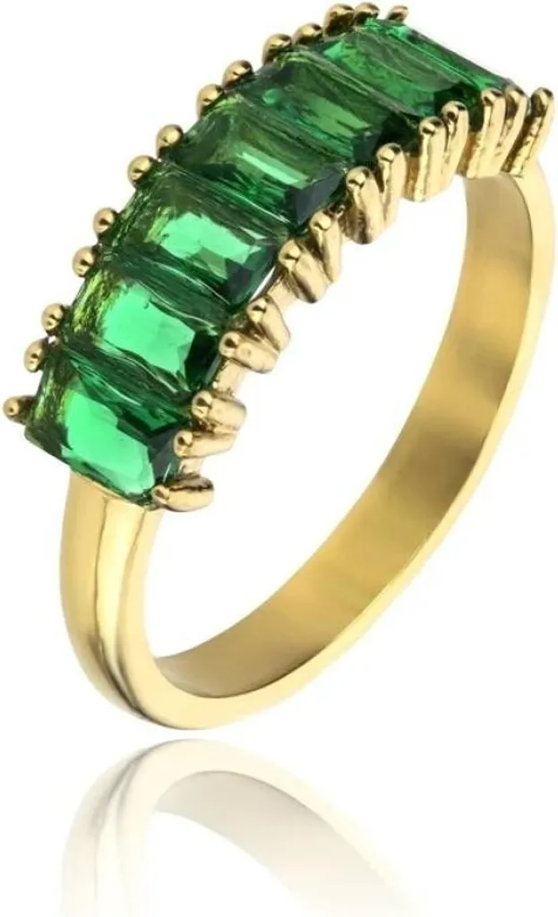 Bague Leila Green dorée avec zircons scintillants MCR23062G taille 54 mm