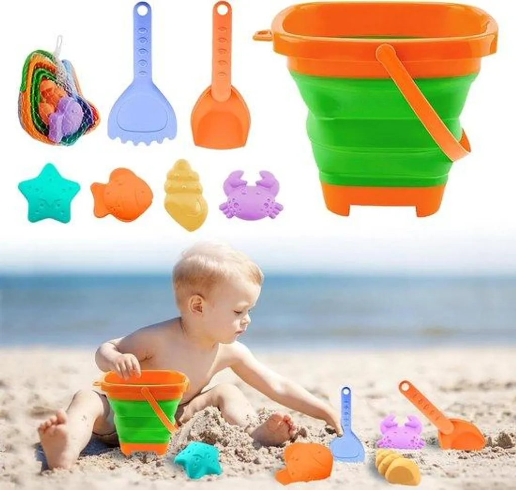 Set de plage en silicone souple avec pelle et accessoires pour enfant