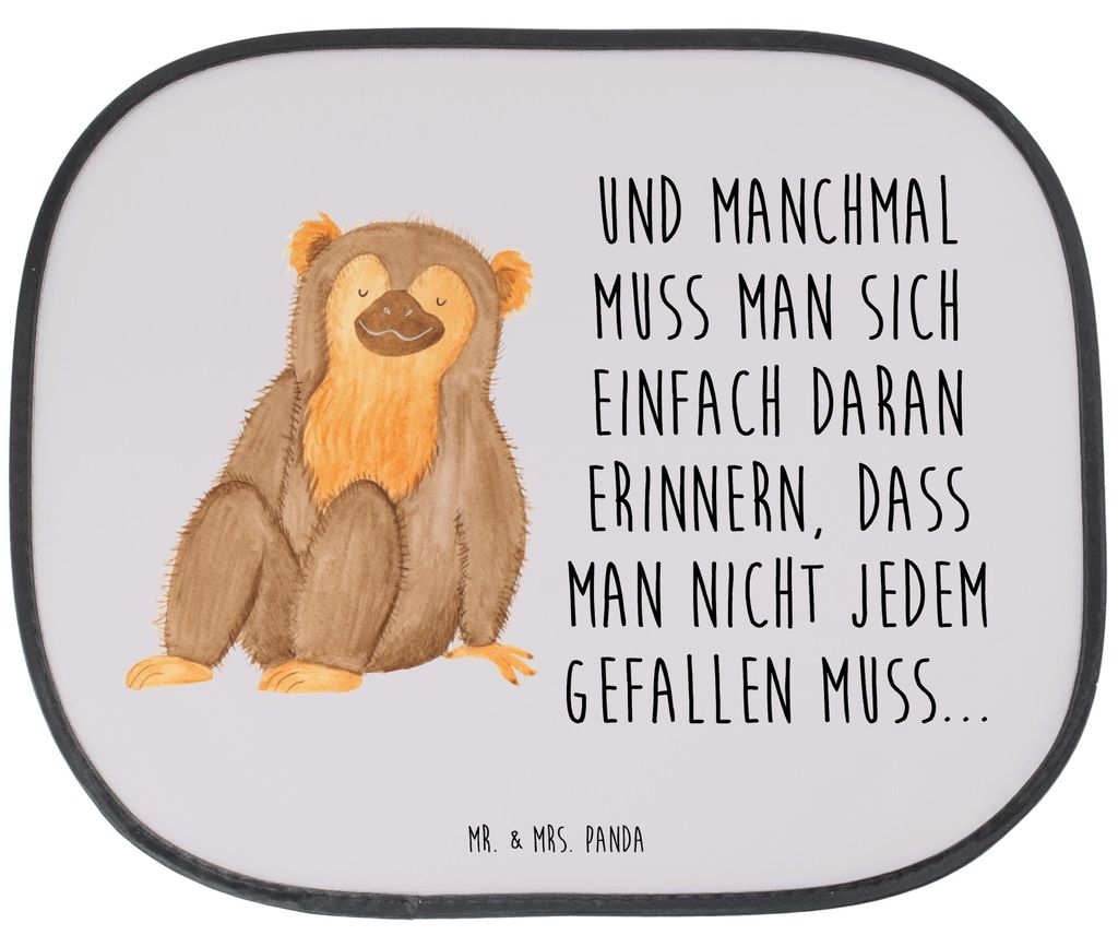 Mr. & Mrs. Panda Sonnenblende Auto Affe - Grau Pastell - Geschenk, Afrika, pkw sonnenschutz, Autosonnenschutz, Respekt, Selfcare, hitzeschutz, Lieb...