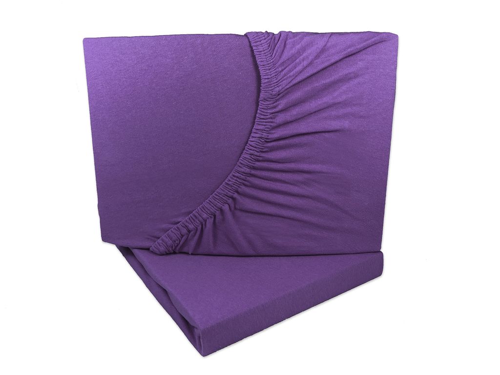2er Set Jersey Spannbettlaken Violett / Lila 90x200 - 100x200 cm 100% Baumwolle