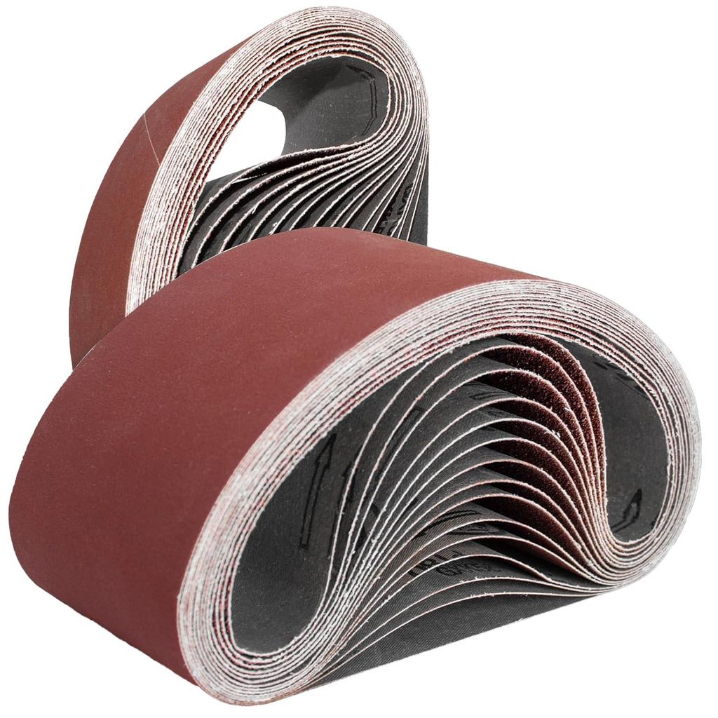 10-teiliges Schleifbandset, 75 x 533 mm. Schleifbandset für Bandschleifer, Metall, Holz, Polieren (Körnung 80).