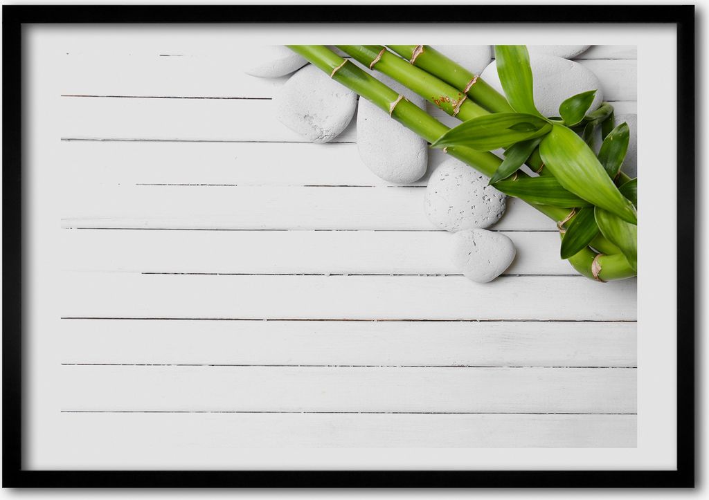 Bild - Bilderrahmen - 100 cm x 70 cm - MDF - Rahmen - Foto - Wandkunst Bambus
