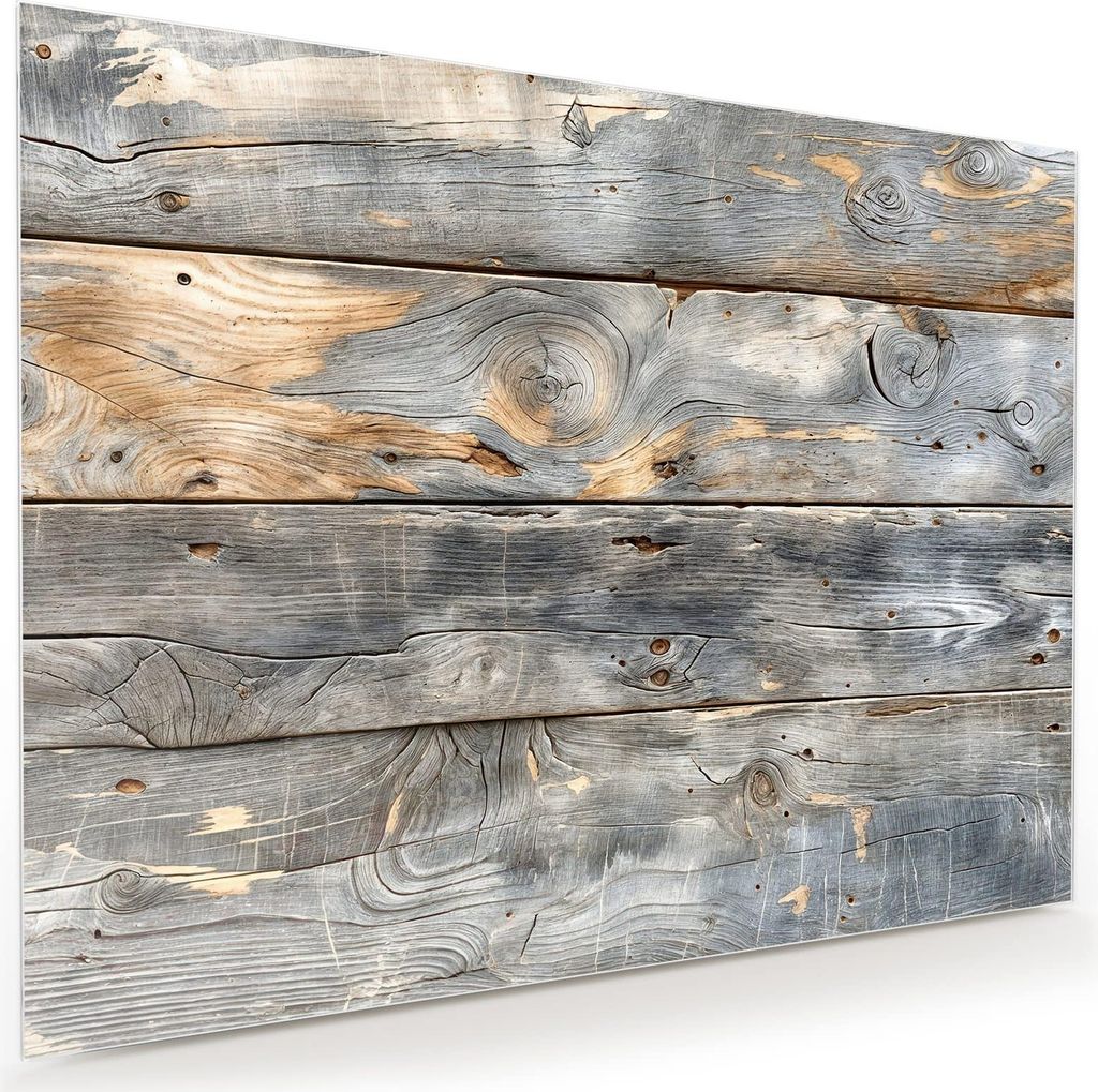 Glasbild 120x90cm in XXL für Wohnzimmer, Schlafzimmer Motiv Vintage Holzplanken