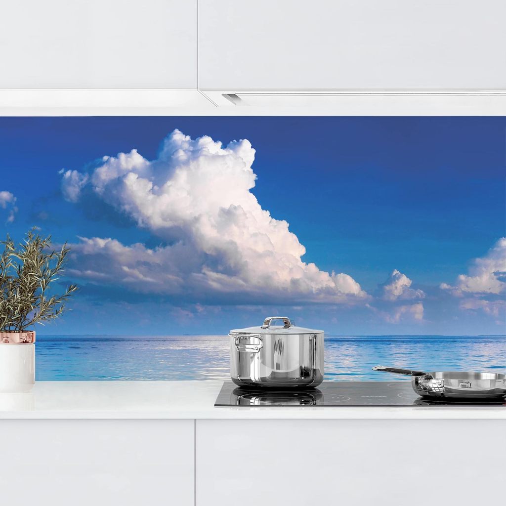 Küchenrückwand Strand selbstklebend - 0.35 mm Wandpaneel wasserfest Design blau Spritzschutz fugenlos