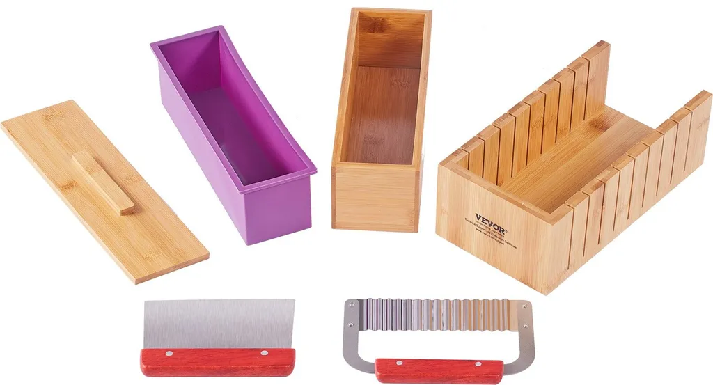ZOENHOU Kit Di 3 Stampi Per Sapone In Silicone, 400 Ml, In Silicone Con Scatola Di Legno Stampo Rettangolare Per E 1007679