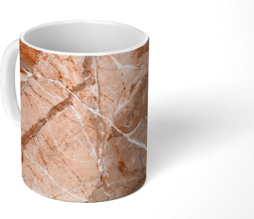 MuchoWow Tasse Kaffeetasse Kaffeebecher 350 ml Kristall - Granit - Orange - Weiß Teetasse - Fototasse - Becher - Keramikbecher - Teebecher - Kaf...