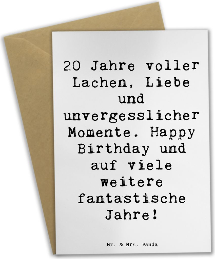 Mr. & Mrs. Panda Grußkarte Spruch 20. Geburtstag Feiern - Weiß - Geschenk, osterkarte, glückwunschkarten, unvergesslich, Geburtstagsgeschenk, sp...