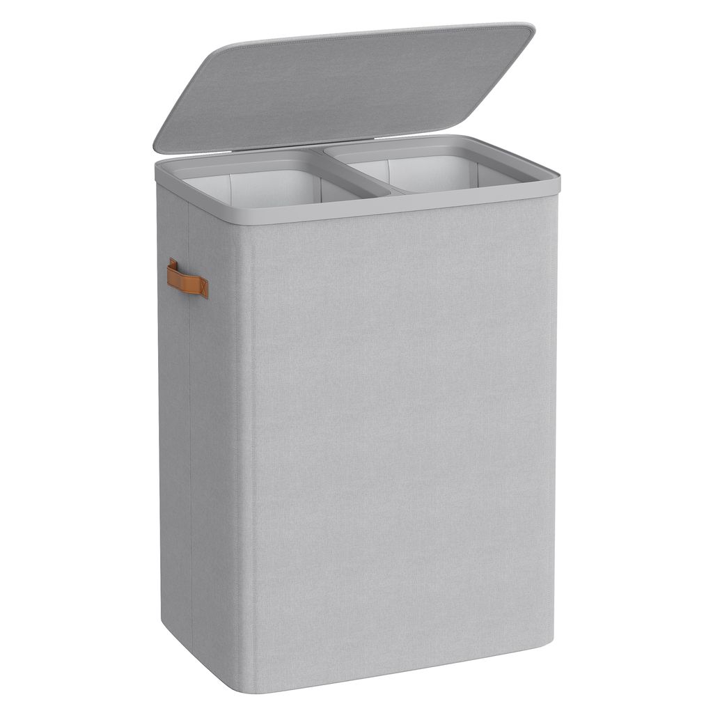 SONGMICS Wäschekorb, 170 L Wäschesammler 2 Fächer, Wäschesortierer, leichter Aufbau, mit Deckel und Griffen, herausnehmbarer Wäschesack, 56 x ...