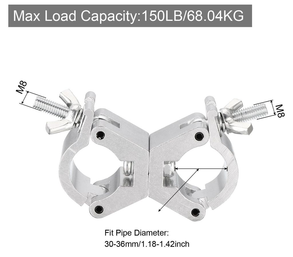 Traversen Klammern, Leichttraversenklemmen Rohrschellen Halbschelle fš¹r 30-36mm Rohrdurchmesser, maximale Belastung 68,04 kg, Doppelschnalle, 1 ...