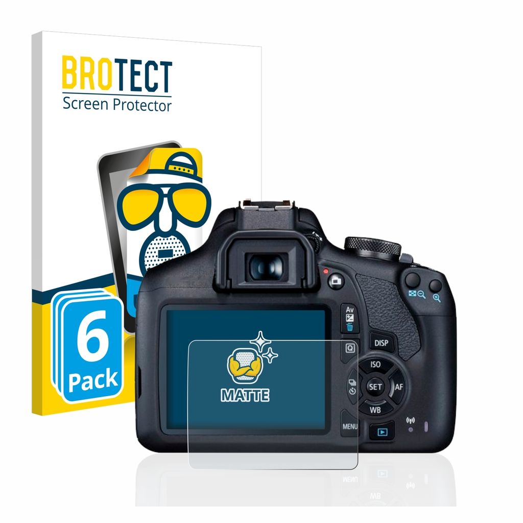 6x BROTECT Schutzfolie für Canon EOS 2000D Displayschutz Displayschutzfolie Folie Matt Entspiegelungsfolie