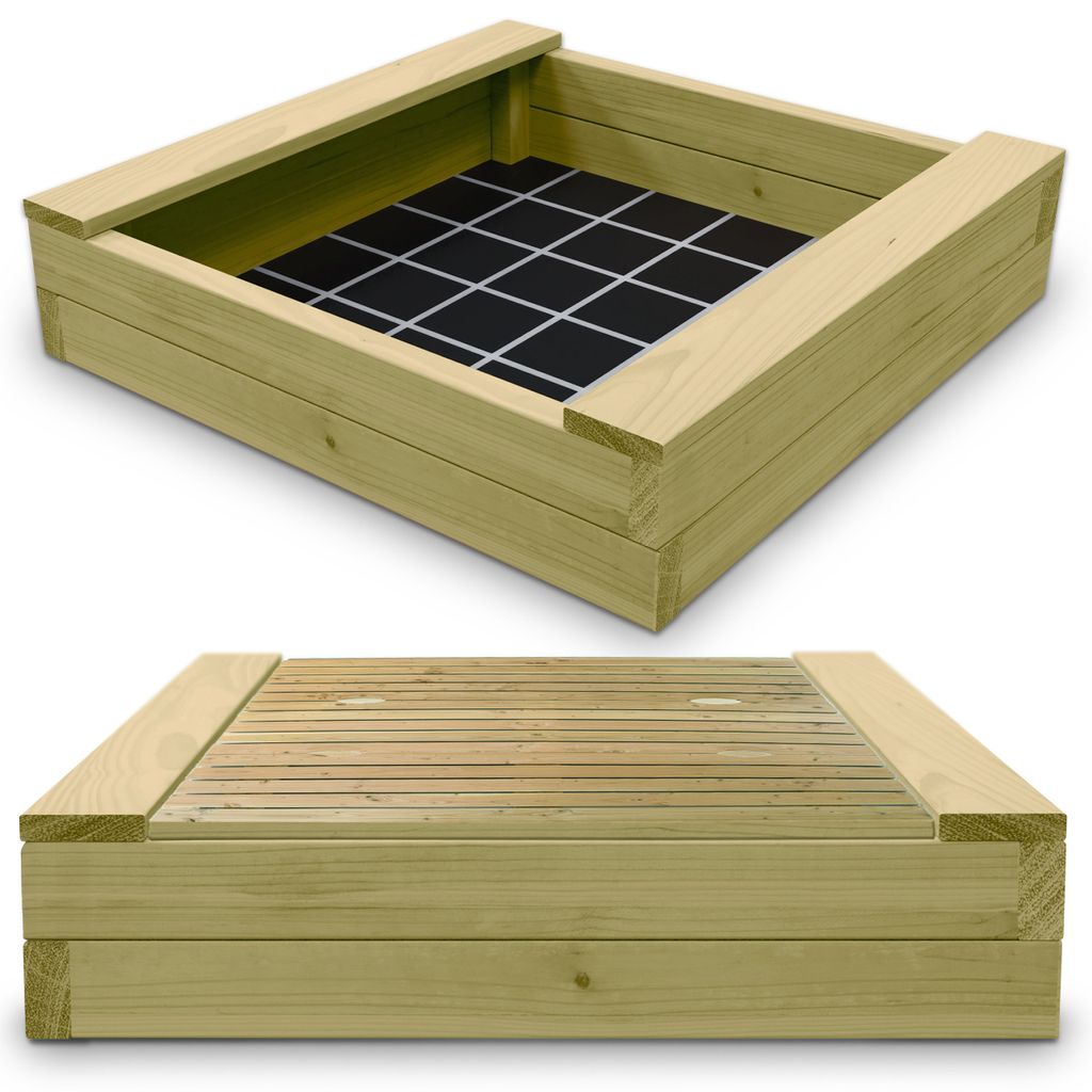 Sandkasten XXL Bär Bohlen aus Kiefernholz 60 mm imprägniert Sandkiste Buddelkiste Sandbox : 150 x 150 cm mit passendem Deckel Größe: 150 x 150 ...