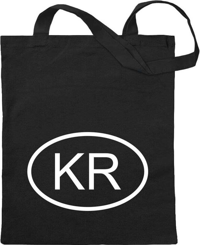 Kiwistar - Baumwolltasche - schwarz - Südkorea KR - Tragetasche Stoffbeutel Umhängetasche langer Henkel