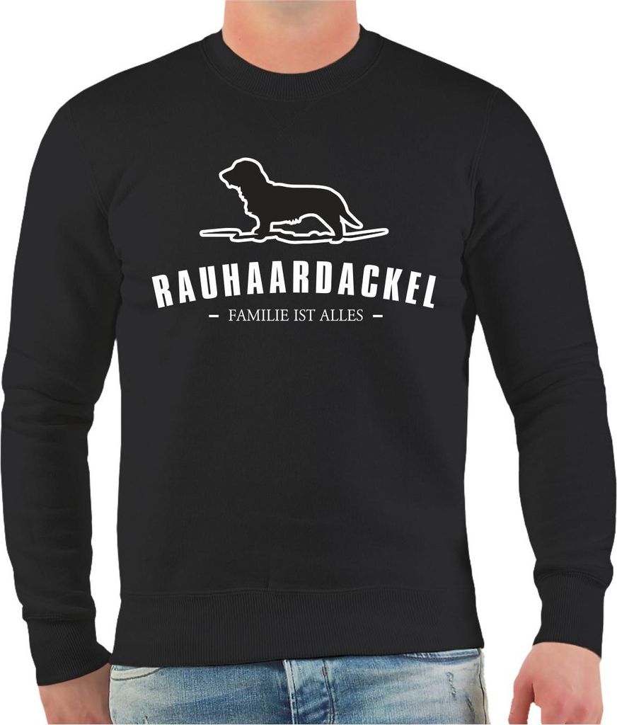 Herren Sweatshirt Rauhaardackel Silhouette