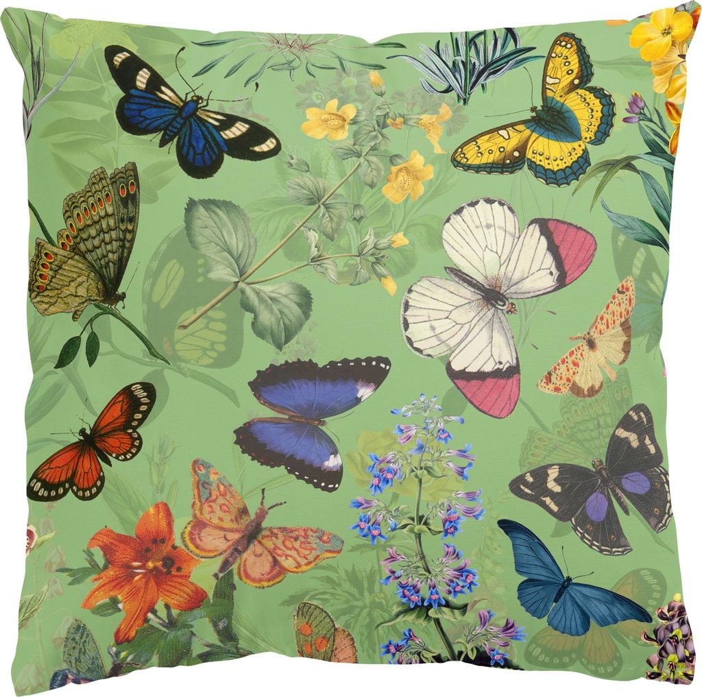 Dekokissen Tiere drinnen / Indoor Zierkissen Canvas waschbar Blumenmuster bunt Sofakissen mit Füllung