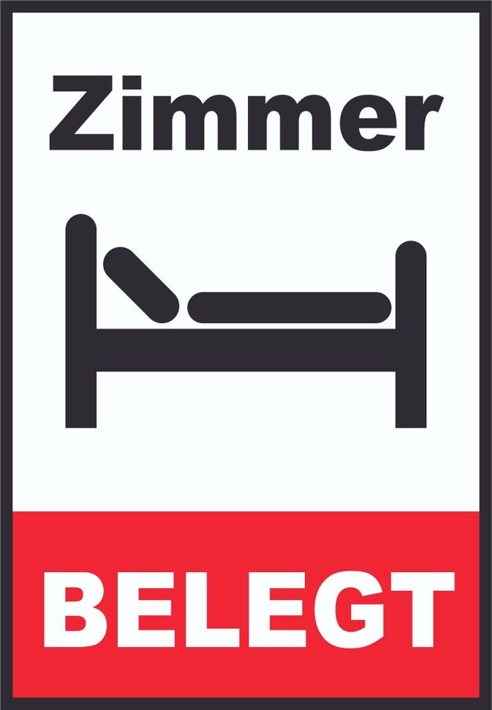 Zimmer belegt Hochkant Schild A0 Rückseite selbstklebend