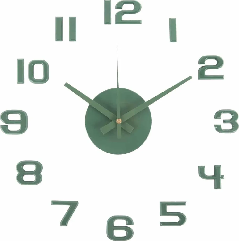 Horloge murale design grise KA6001GR chiffres en relief 3D à coller soi