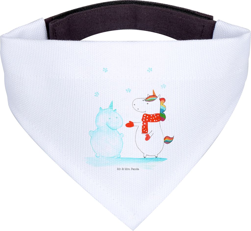 Mr. & Mrs. Panda Hund Halstuch Einhorn Schneemann - Weiß - Geschenk, Hundeschal, Weihnachten, Handschuhe, Tuch, Unicorn, Hunde-Halstuch, für Hund...