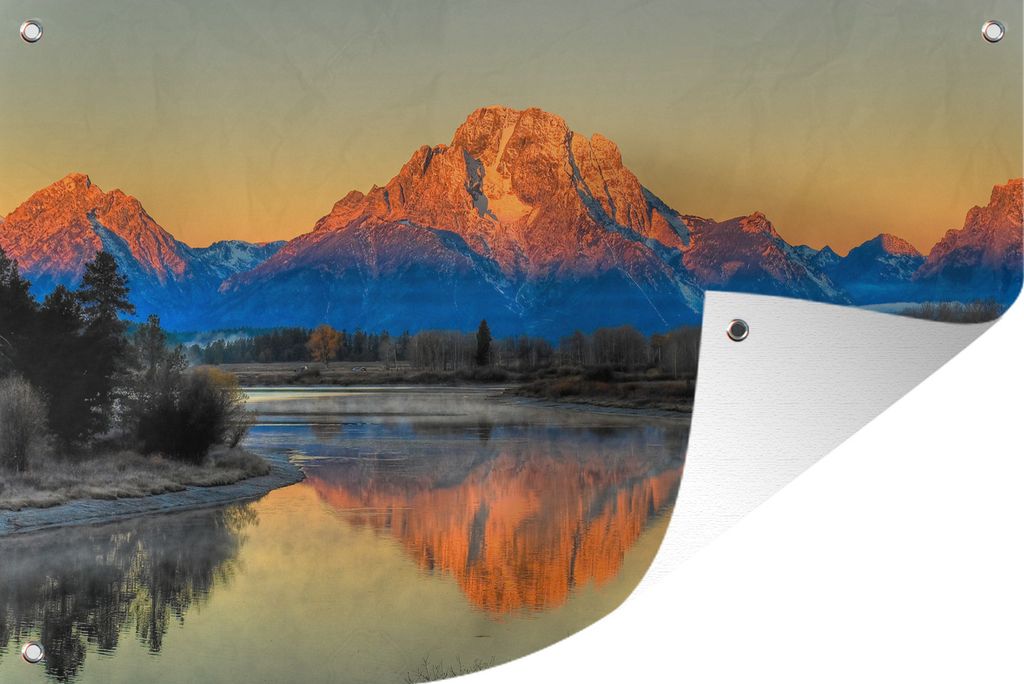 MuchoWow 60x40 cm Outdoor-Poster Gartendeko Sichtschutz Garten Poster für den Garten Berge in Wyoming