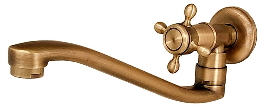 Antiker Messing Waschtischarmatur Kaltwasserhahn Wand Messing Badarmatur Waschbecken Antik Einhebelmischer Waschbecken Wand Wandmontierter 360° Dr...