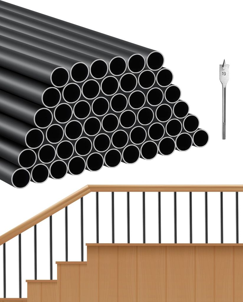 VEVOR Treppengeländer, 51er-Pack, 32 Zoll Aluminium-Treppengeländer, 3/4 Zoll regenwasserdichtes rundes Metallspindelgeländer, langlebiges Hohld...