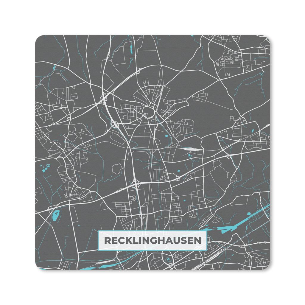 MuchoWow Mauspad Mousepad Blau - Deutschland - Karte - Stadtplan - Recklinghausen 30x30 cm - Mousepads - Maus Mat - Pad - Mausunterlage - Gaming