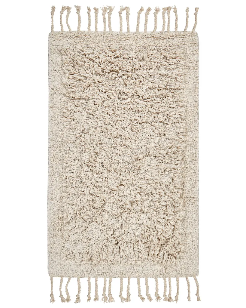 Tapis de salle de bain anti-glisse coton 50x80 cm Beige Oltan Lumarko Sec
