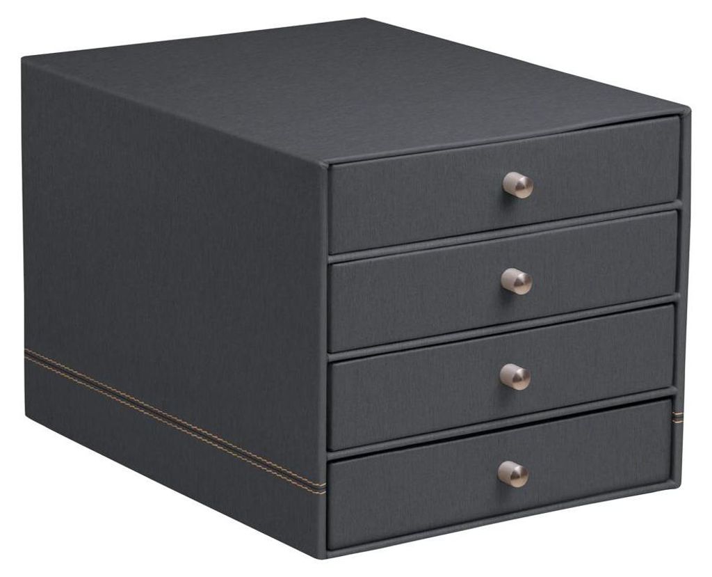 Rhodia Schubladenbox mit 4 Laden Kunstleder 24,8x32 ,7x22,8cm Titan 194571C