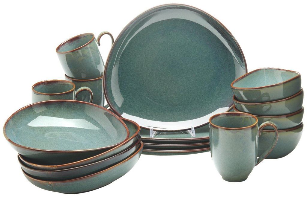 Kombiservice 16-teilig aus glänzendem Porzellan Hellblau Produktbild 