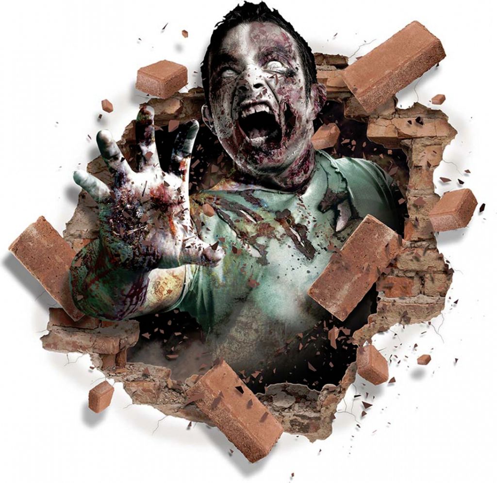 Selbstklebende 3D Deko Folie Zombie als optische Täuschung