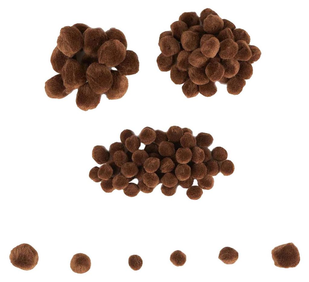 Farbkugeln – Mini-Pompons, braun, 100 Stück Produktbild 
