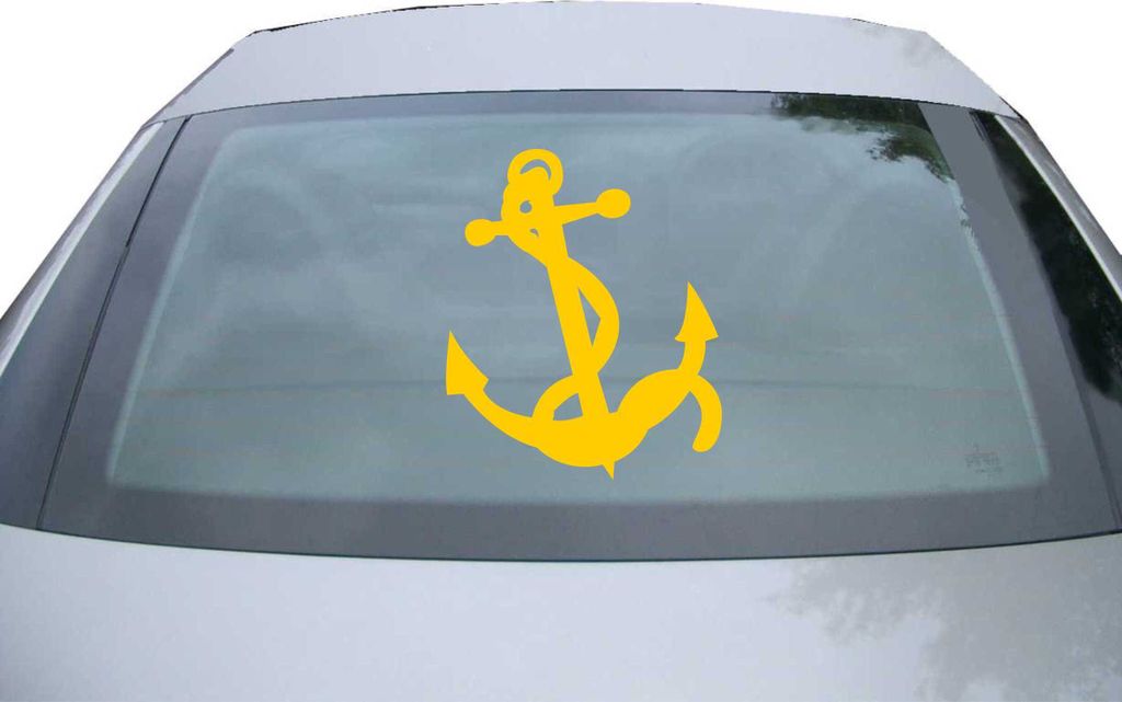 Indigos UG - Aufkleber Heckscheibe & Motorklappe DE2199 - gold - 600x500 mm - Anker - Auto Scheiben Fenster Heckklappe Tuning Racing JDM - Die cut