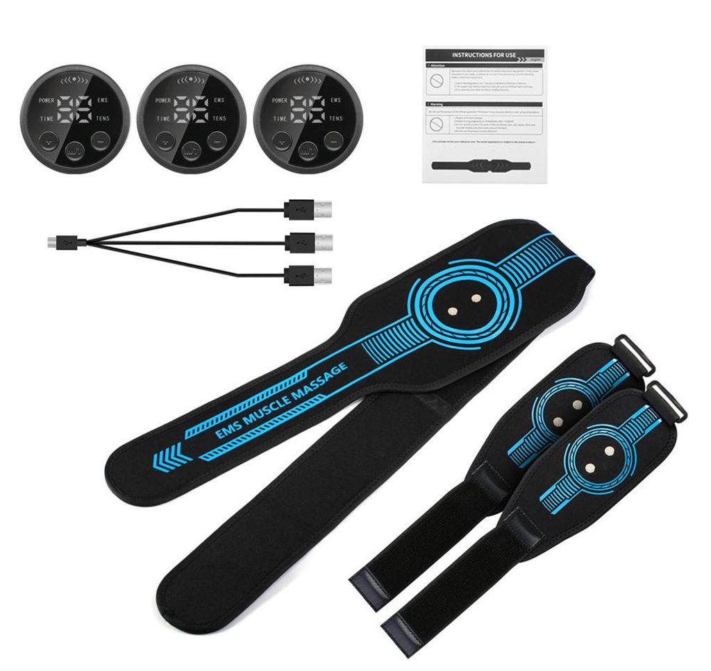 Bauchmuskeltraining Gürtel mit EMS-Technologie – Elektrischer Muskelstimulator für Männer & Frauen, 20 Min. Training = 2000m Lauf