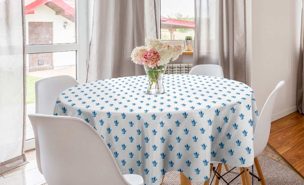 ABAKUHAUS Amethyst Runde Tischdecke, Wiederholendes Muster Crystals, Kreis Tischdecke Abdeckung für Esszimmer Küche Dekoration, 150 cm, Sky Blue ...